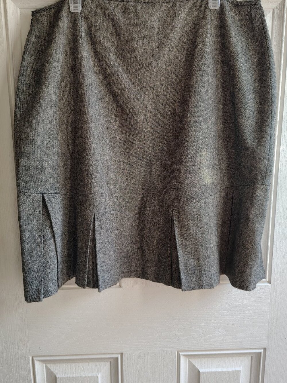 Womens Wool Blend Skirt with Pleated Hemline
